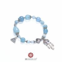 Vòng tay đá Hải Lam Ngọc - Aquamarine phối charm bạc
